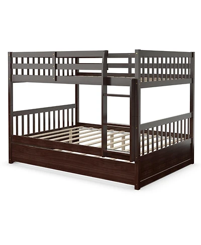 Full over Bunk Bed Platform Wood with Ladder