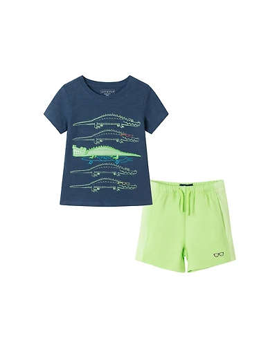 Andy & Evan Toddler Boys Toddler/Child Short Sleeve Tee Knit Cargo Set