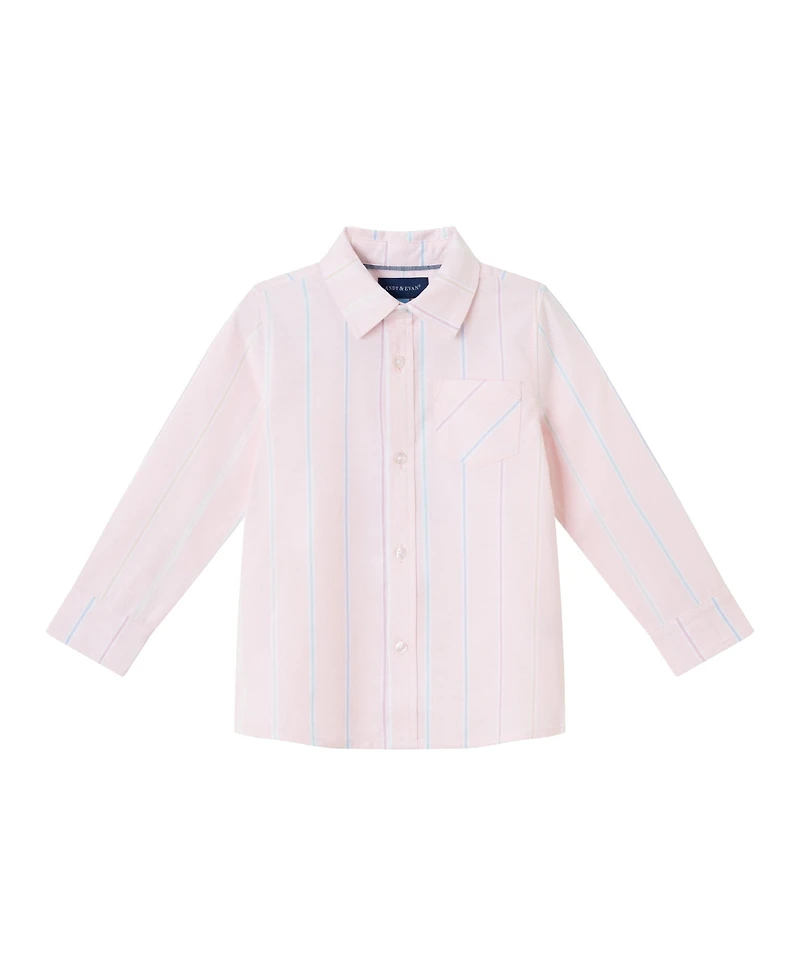 Andy & Evan Toddler Boys Toddler/Child Pink Striped Oxford Buttondown Set