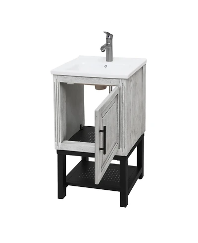 Casainc 20" Small Bathroom Vanity with Sink & Faucet, Freestanding Bathroom Cabinet with White Ceramic Basin