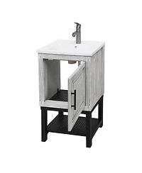 Casainc 20" Small Bathroom Vanity with Sink & Faucet, Freestanding Bathroom Cabinet with White Ceramic Basin