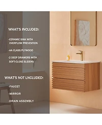 Casainc 30" Wall Mounted & Floating Single Vanity with Ceramic Sink