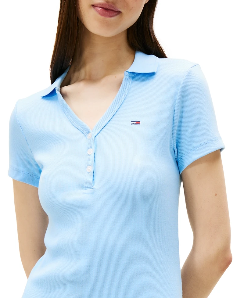 Tommy Jeans Women's Fit & Flare Ribbed Polo Dress