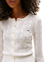 Tommy Jeans Women's Pointelle-Pattern Crewneck Cardigan