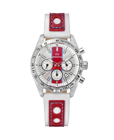 Abingdon Co. Women's Jordan Chronograph Multifunctional Victory Red Leather Strap Watch, 40mm