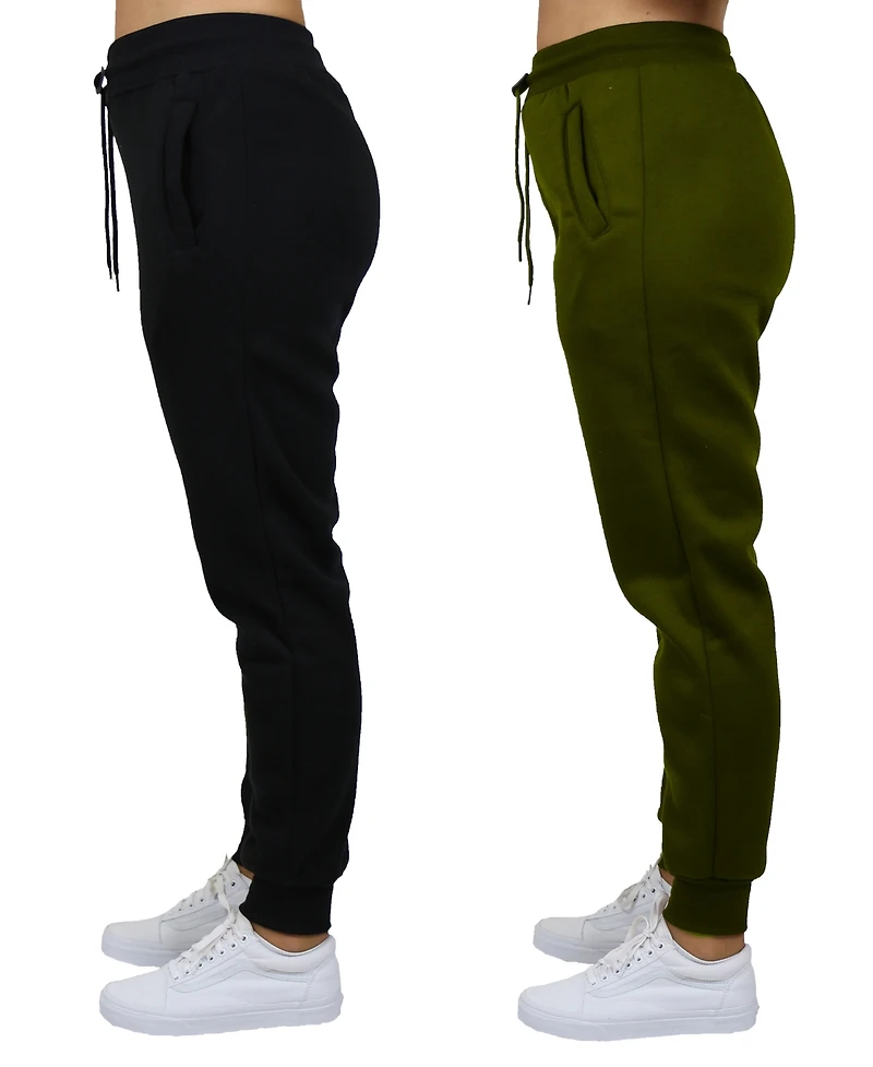 Galaxy By Harvic Women's Loose Fit Fleece Lined Jogger Sweatpants-2 Pack