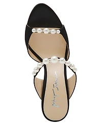 Betsey Johnson Women's Lacy Embellished Satin Heeled Mules