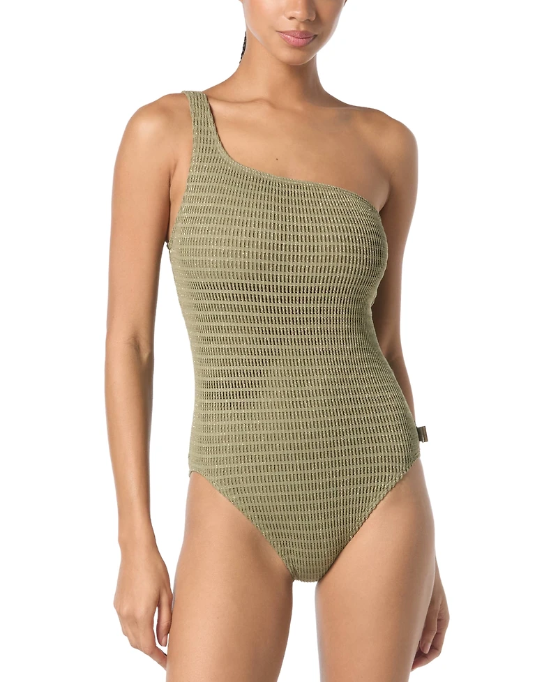 Michael Kors Women's Crochet One-Shoulder One-Piece Swimsuit