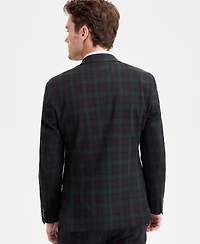 Bar Iii Men's Slim-Fit Green & Burgundy Plaid Suit Separate Jacket, Macy's Exclusive