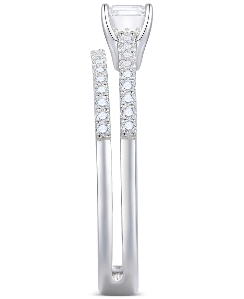Diamond Emerald Cut Double-Row Engagement Ring (1/2 ct. t.w.) in 14k White Gold