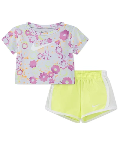 Nike Baby Girls Dri-fit T-Shirt & Colorblocked Tempo Shorts, 2 Piece Set