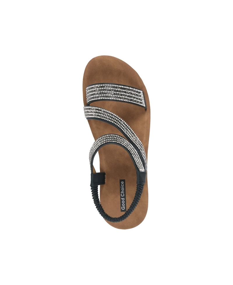 Gc Shoes Women's Ruby Embellished Cross Strap Wedge Sandals
