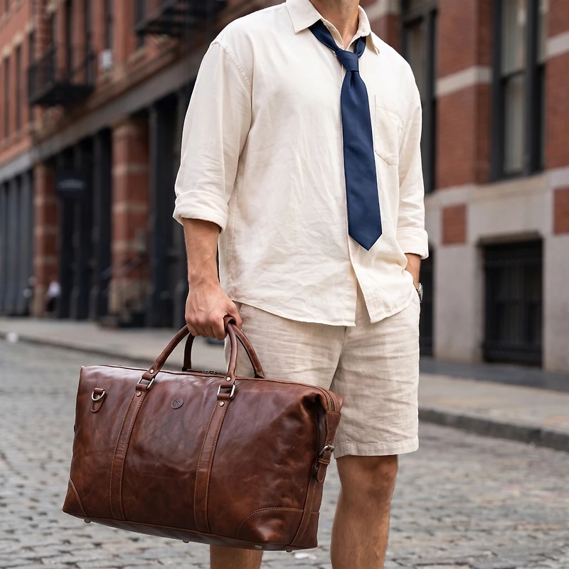 20 Inch Leather Canvas Duffle Bag