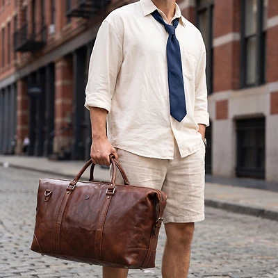 20 Inch Leather Canvas Duffle Bag