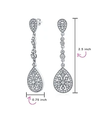 Bling Jewelry Art Deco Cz Teardrop Dangle Chandelier Earrings in Gold Silver Plate