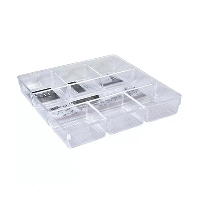 Acrylic Drawer Organizer, 6-Section, Clear Makeup Tray Organizer for Makeup and Other Beauty Essentials for Bathrooms, Countertops and Drawer