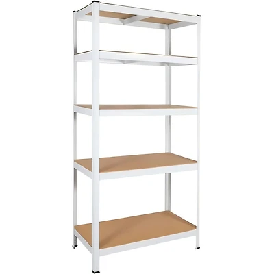 5 Tier Laminated White Metal Shelving Unit Adjustable Garage Storage Utility Rack Heavy Duty Shelves Organization Multipurpose Shelf Warehouse Basemen