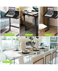Adjustable C-Shape Couch End Table wth Tilting Top