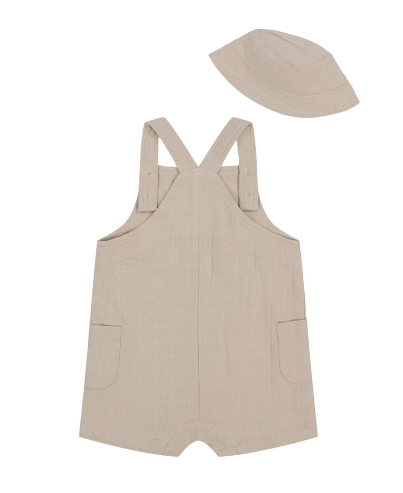 Calvin Klein Baby Boys 2-Piece Gauze Sunsuit and Matching Hat Set