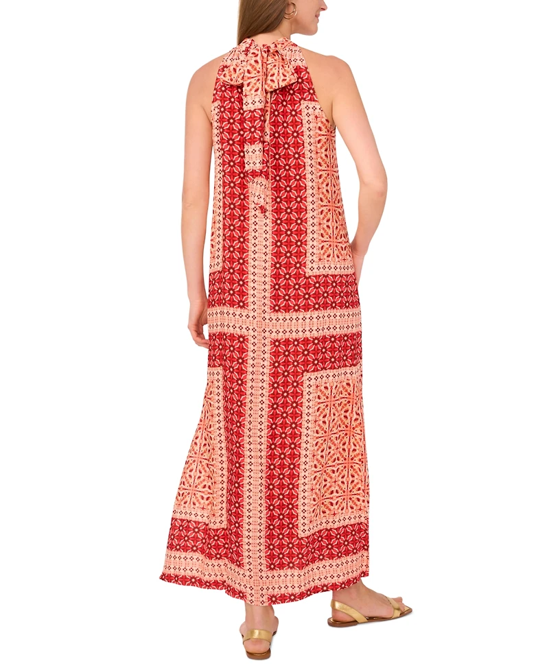 Vince Camuto Women's Tile-Print Sleeveless Halter Maxi Dress