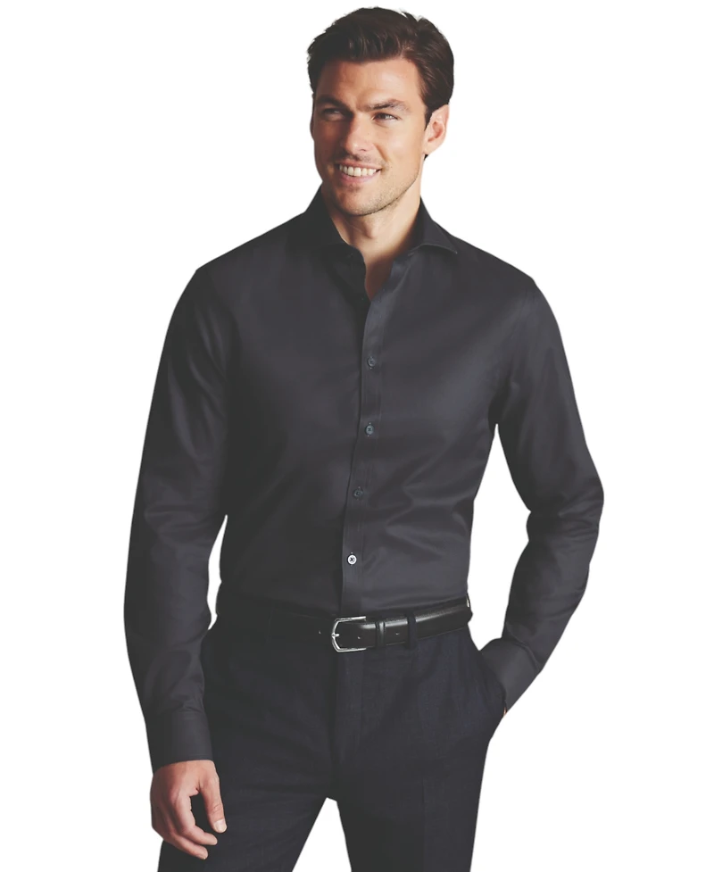 Charles Tyrwhitt Men's Slim-Fit Non-Iron Solid Twill Dress Shirt