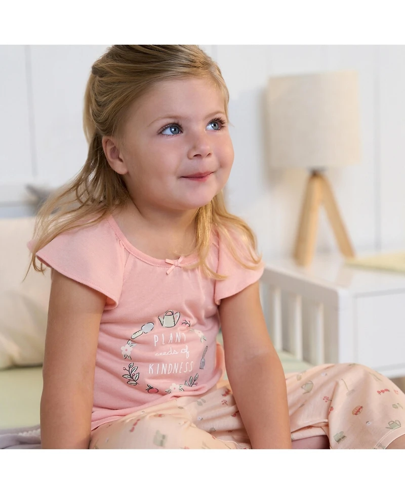 Gerber Toddler Girls 3-Piece T-Shirt, Shorts & Pants Pajama Set, Garderning, 5T