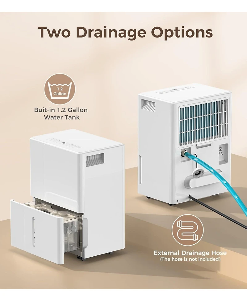 Cowsar 2500sq.ft Multifunctional Dehumidifier, 22-Pint, Drain Hose, Smart Humidity Ctrl