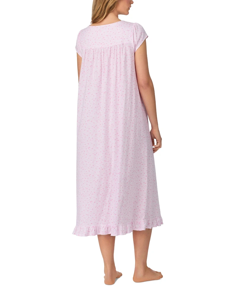 Eileen West Women's Cotton Cap-Sleeve Long Nightgown