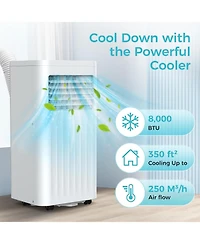 Cowsar 8,000 Btu Portable Ac, 4 Modes, 350sq.ft, Remote & Led, Wheels,Sleep Mode,Home/Dorm