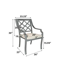 Mondawe Powder Coated Cast Aluminum Outdoor Dining Armchair with Cushion (Set of 2)