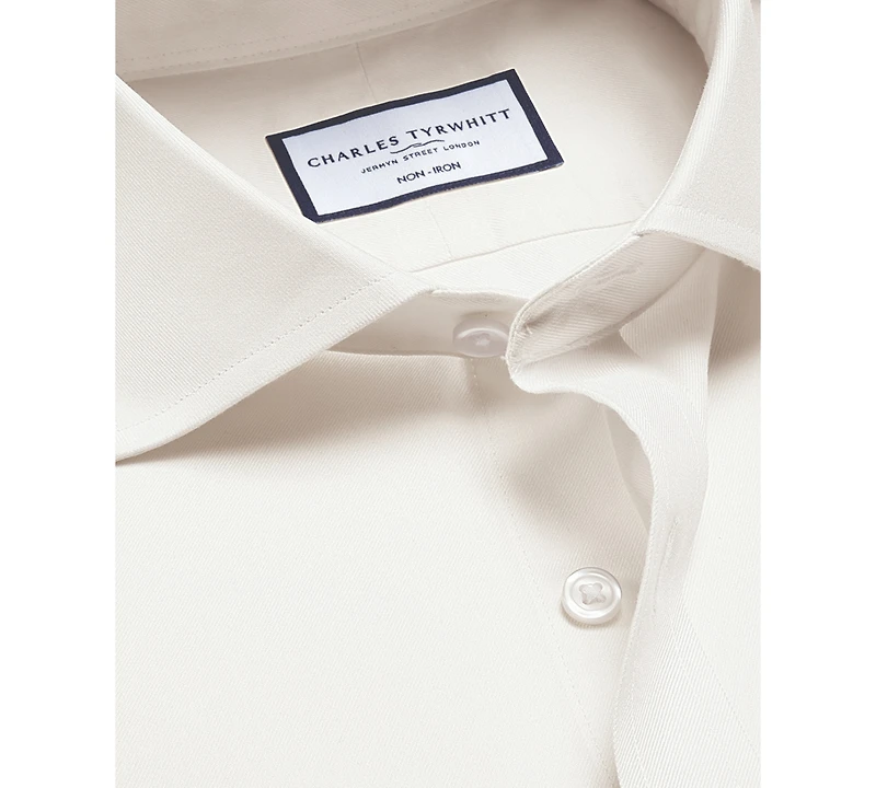 Charles Tyrwhitt Men's Slim-Fit Ivory Twill Dress Shirt