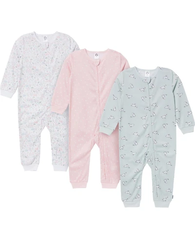 Gerber Toddler Girls Footless Pajamas with Reverse Zipper, 3-Pack