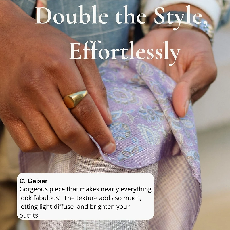 Elizabetta Men's Enzo - Double Sided Silk Pocket Square for Men