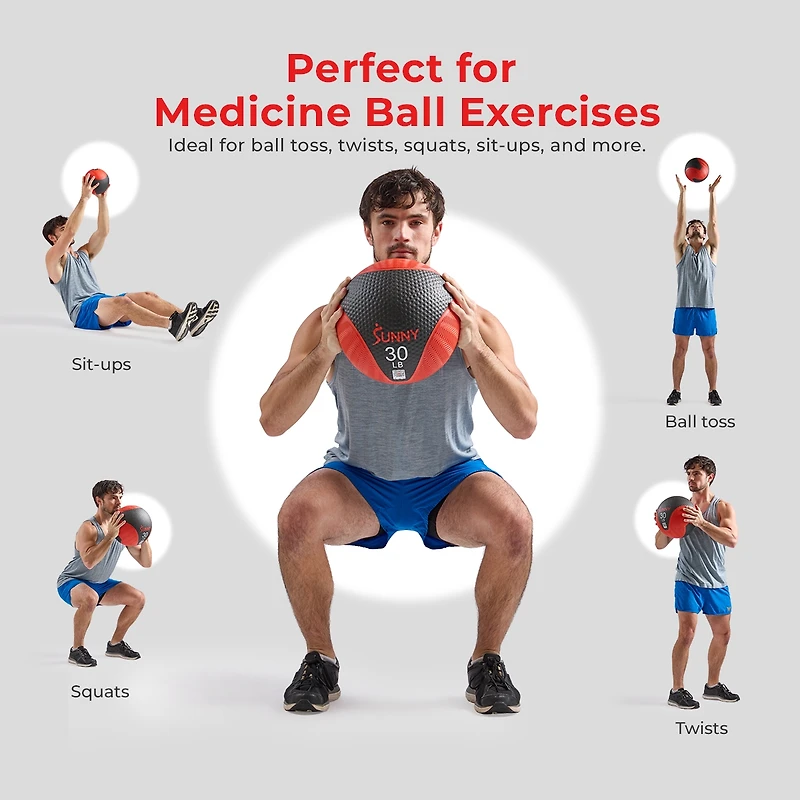 Sunny Health & Fitness Medicine Ball 8LBS, Non-slip Grip