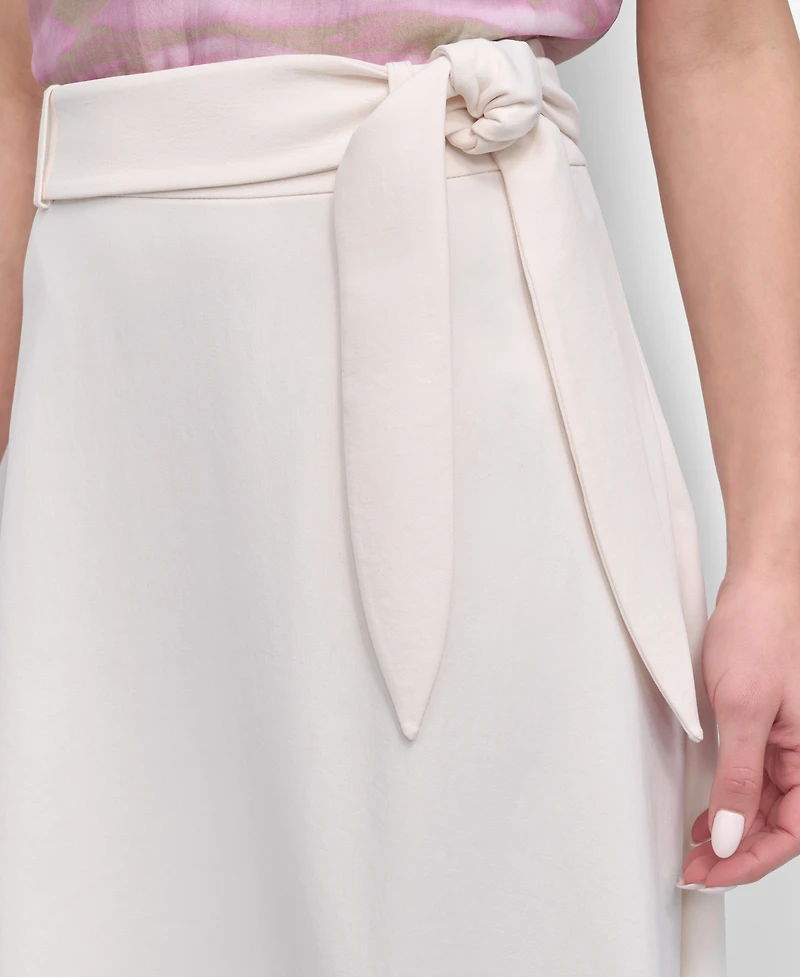 Dkny Women's Aero Crepe Belted Midi Skirt