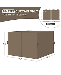 Aoodor Gazebo Curtain 10' x 12' Replacement Universal 4 Panel Sidewalls (Only Curtain)