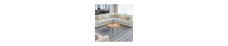 Round Coffee Table – Handcrafted Wood Top with Elegant Carved Edge