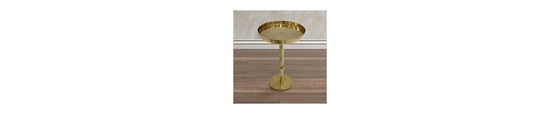 Modern Iron Side Table with Round Tray Top and Column Support