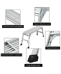 Work Platform Aluminum Portable Bench Folding Ladder Ansi Capacity 225 Lbs 40"