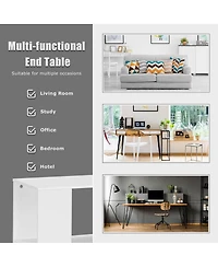 2-Tier Side End Table with Storage Shelves
