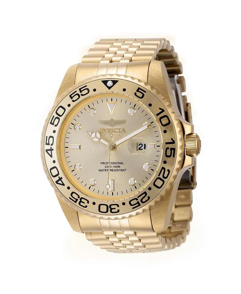 Invicta Men's 44520 Pro Diver Quartz 3 Hand Gold Dial Watch