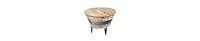 Modern Cocktail Table with Tub-Like Metal Base and Round Top