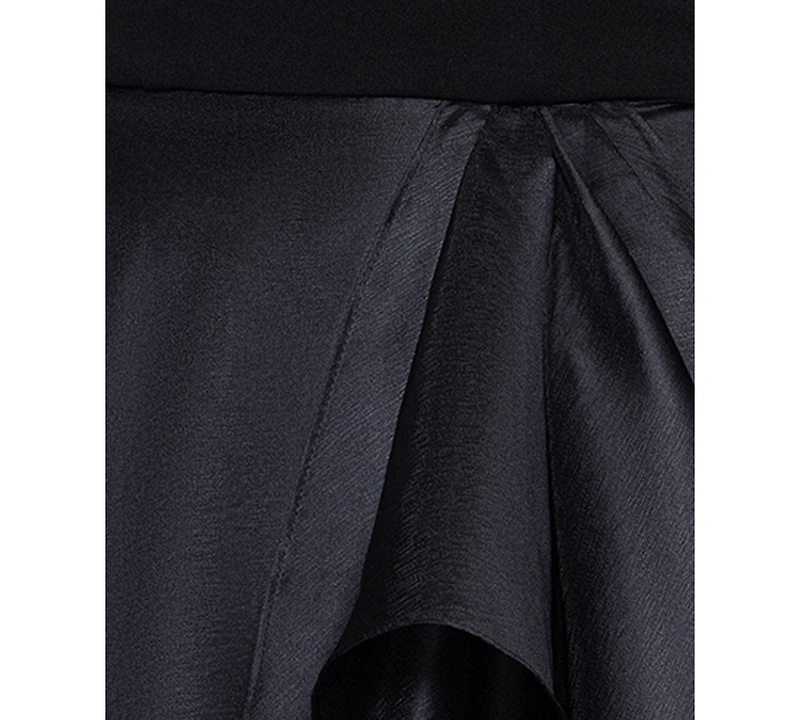 Betsy & Adam Petite Mixed-Material Strapless Ball Gown