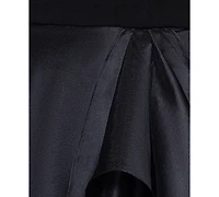 Betsy & Adam Petite Mixed-Material Strapless Ball Gown