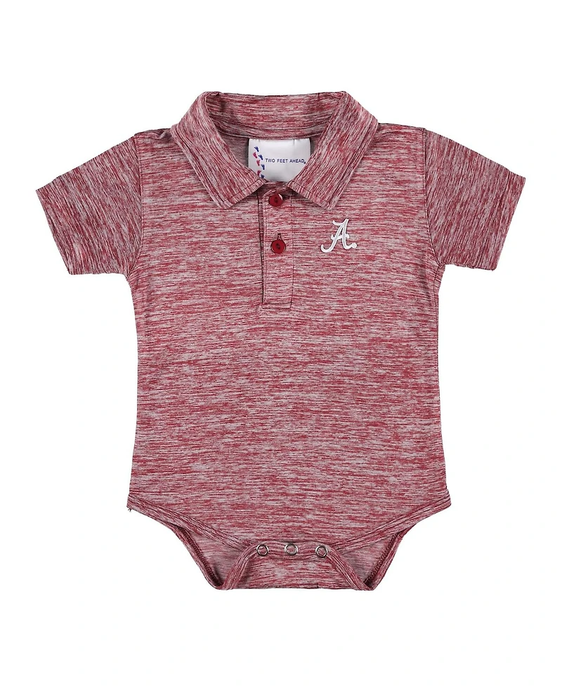 Two Feet Ahead Baby Boys and Girls Crimson Alabama Tide Space Dye Golf Bodysuit