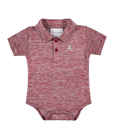 Two Feet Ahead Baby Boys and Girls Crimson Alabama Tide Space Dye Golf Bodysuit
