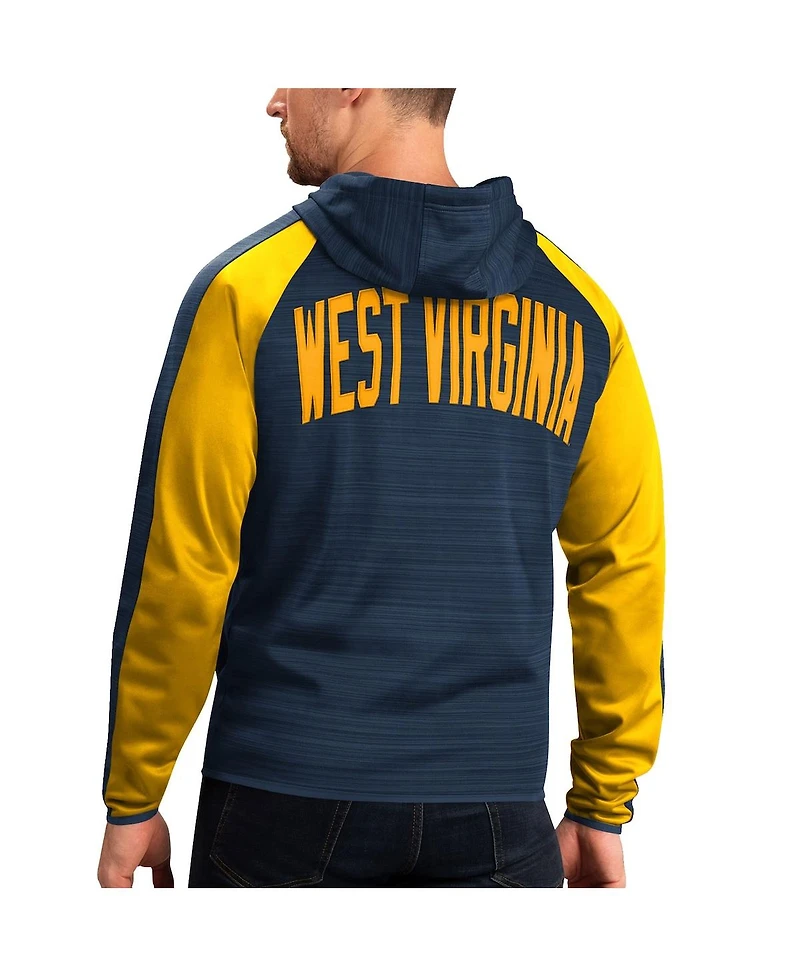 G-iii Sports by Carl Banks Men's Navy West Virginia Mountaineers Neutral Zone Raglan Full-Zip Track Jacket Hoodie