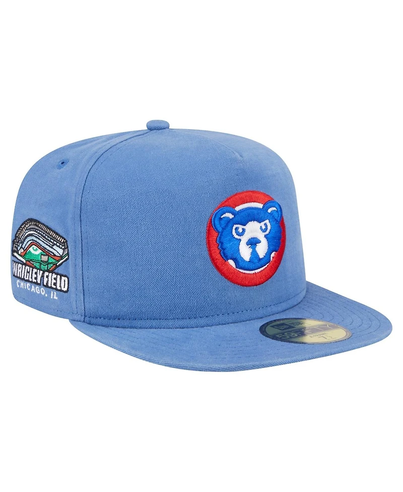 New Era Men's Light Blue Chicago Cubs Championship Side Flag A-Frame 59Fifty Fitted Hat