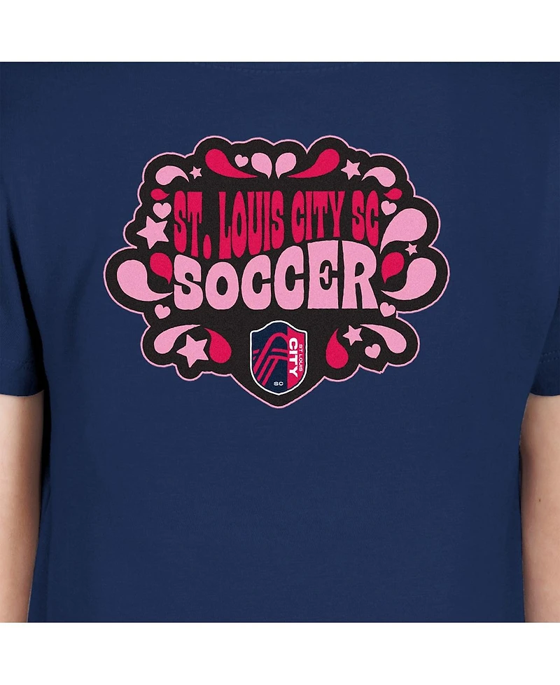 New Era Big Girls Navy St. Louis City Sc Bubble Heart T-Shirt