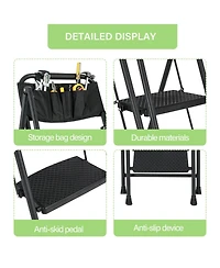 5-Step Foldable Light Weight Wide Anti Slip Pedal and Safety Handle, Sturdy Multi-Purpose Step Ladder with tool bag